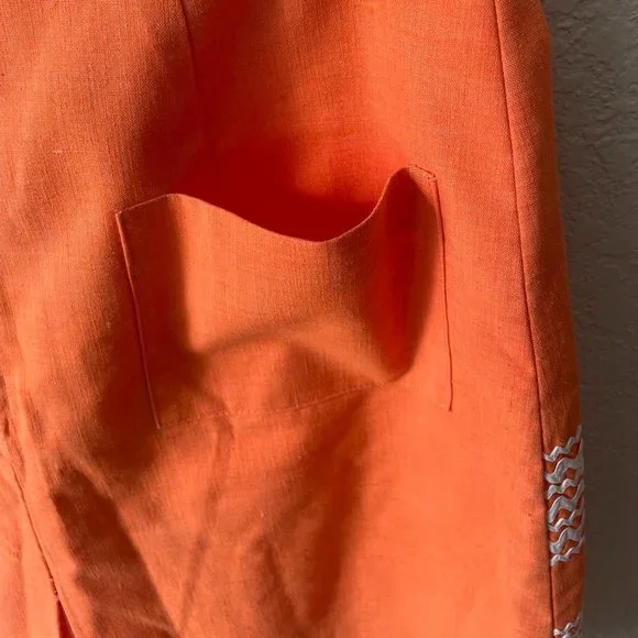 Creamsicle Dreamsicle Mini Skirt w Back Pocket & Rick Rack Trim 60s/70s - Picture 4 of 8